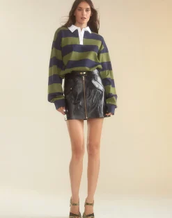 Best Cynthia Rowley Ardie Striped Rugby Shirt GRNVY