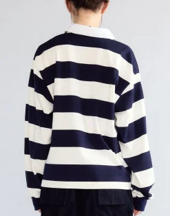 Discount Cynthia Rowley Ardie Striped Rugby Shirt NVYWHT