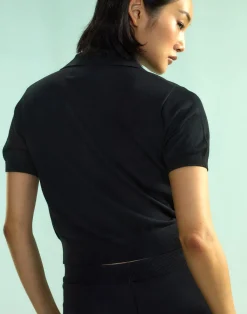 Best Cynthia Rowley Aspen Knit Polo BLACK