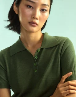 Fashion Cynthia Rowley Aspen Knit Polo DRKGR