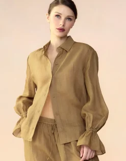 New Cynthia Rowley Baleira Blouse GLDYLW