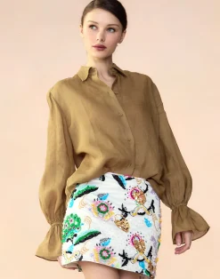 New Cynthia Rowley Baleira Blouse GLDYLW