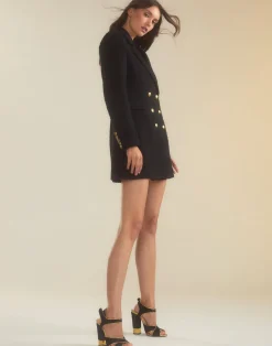 Clearance Cynthia Rowley Bardot Bouclé Blazer Dress BLACK