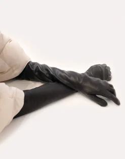 Hot Cynthia Rowley Bea Long Leather Gloves BLACK