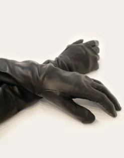 Hot Cynthia Rowley Bea Long Leather Gloves BLACK