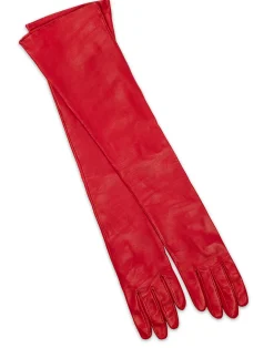 Clearance Cynthia Rowley Bea Long Leather Gloves Red