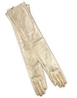 Best Cynthia Rowley Bea Long Metallic Leather Gloves