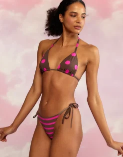 Online Cynthia Rowley Becca String Bikini Top BRWPNK