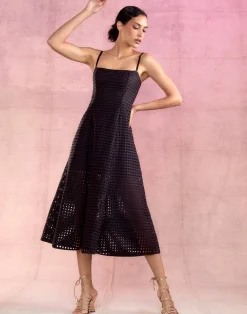 Discount Cynthia Rowley Birdcage Midi Dress BLACK