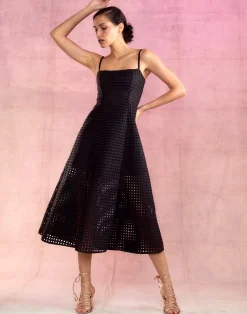 Discount Cynthia Rowley Birdcage Midi Dress BLACK