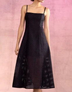 Discount Cynthia Rowley Birdcage Midi Dress BLACK
