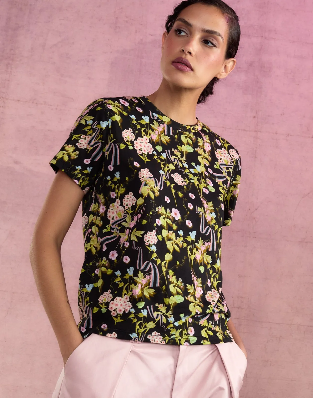 Fashion Cynthia Rowley Bloom Tee BLKFL