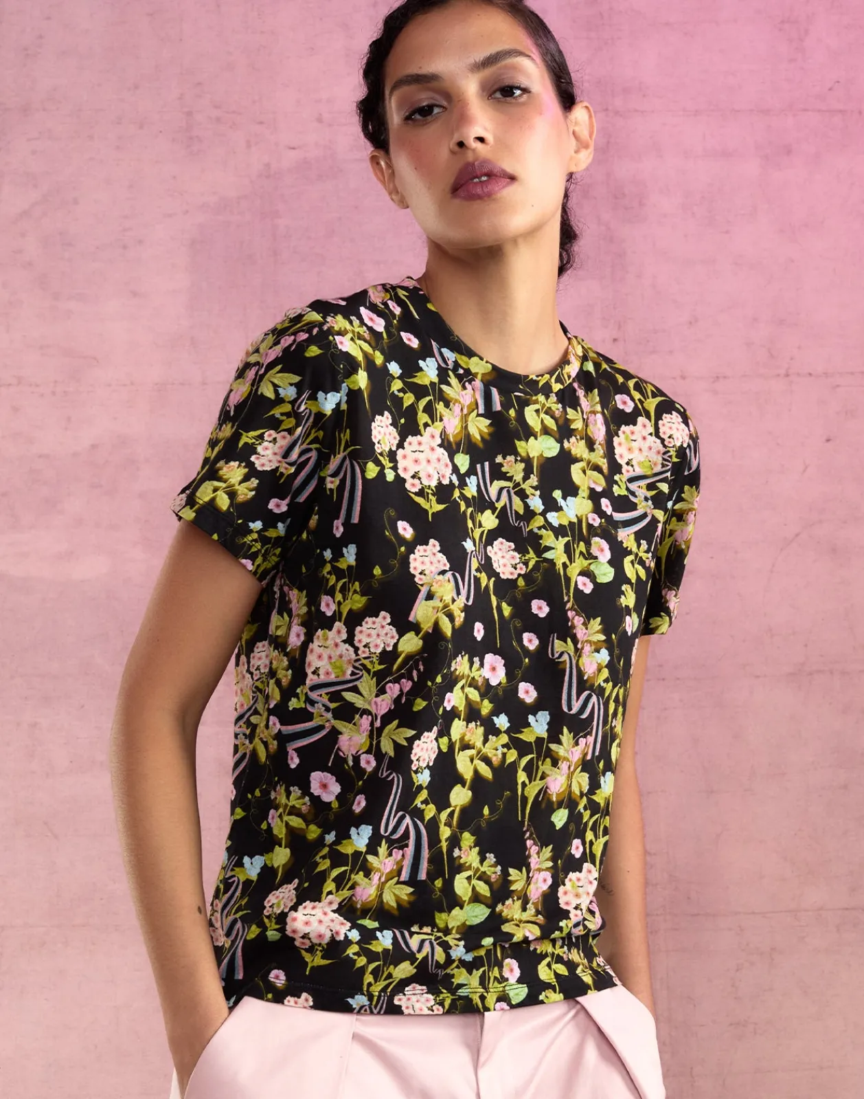 Fashion Cynthia Rowley Bloom Tee BLKFL