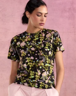 Fashion Cynthia Rowley Bloom Tee BLKFL