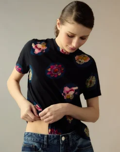 Discount Cynthia Rowley Bloom Tee BLKMT