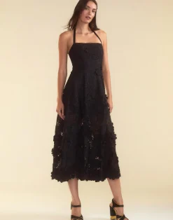 Sale Cynthia Rowley Blooming Lace Halter Dress BLACK