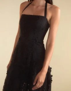 Sale Cynthia Rowley Blooming Lace Halter Dress BLACK