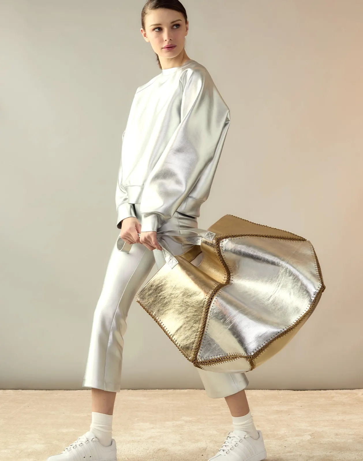 New Cynthia Rowley Bonded Active Pant Silver