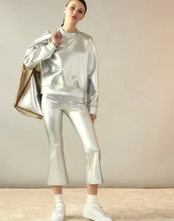 New Cynthia Rowley Bonded Active Pant Silver