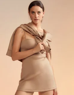 Outlet Cynthia Rowley Bonded Basics Dress CAMEL