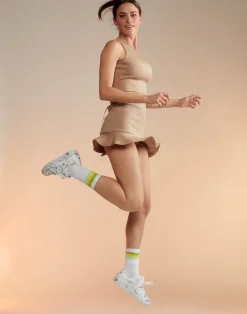 Sale Cynthia Rowley Bonded Mini Skirt CAMEL