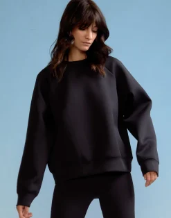 Online Cynthia Rowley Bonded Pullover Sweatshirt BLACK