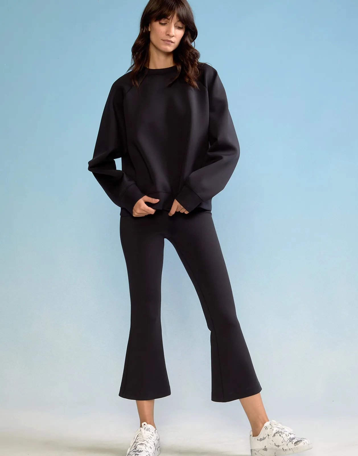 Online Cynthia Rowley Bonded Pullover Sweatshirt BLACK