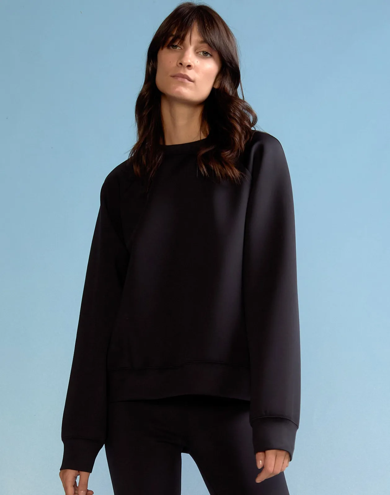 Online Cynthia Rowley Bonded Pullover Sweatshirt BLACK