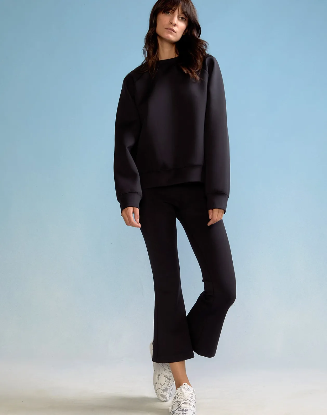 Online Cynthia Rowley Bonded Pullover Sweatshirt BLACK