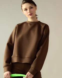 Online Cynthia Rowley Bonded Pullover Sweatshirt Brown