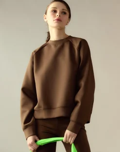 Online Cynthia Rowley Bonded Pullover Sweatshirt Brown