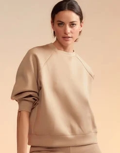 Best Cynthia Rowley Bonded Pullover Sweatshirt CAMEL