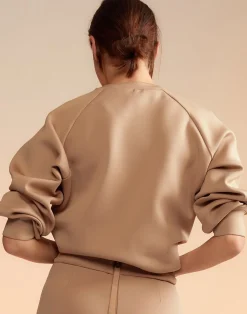 Best Cynthia Rowley Bonded Pullover Sweatshirt CAMEL