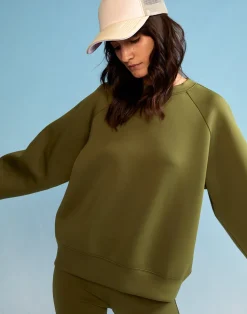 Sale Cynthia Rowley Bonded Pullover Sweatshirt DRKGR