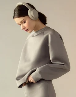 Clearance Cynthia Rowley Bonded Pullover Sweatshirt GRAY