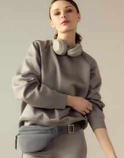 Clearance Cynthia Rowley Bonded Pullover Sweatshirt GRAY