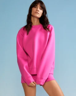 Sale Cynthia Rowley Bonded Pullover Sweatshirt HTPNK