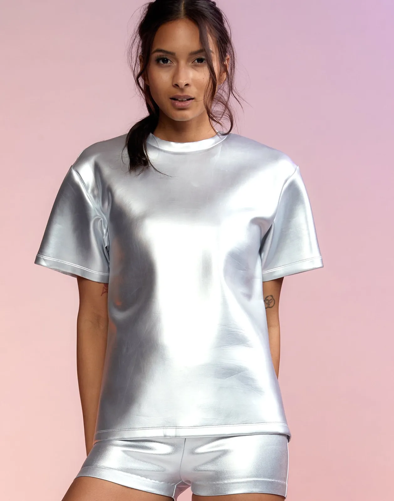 Fashion Cynthia Rowley Bonded Tee Silver