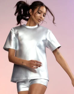 Fashion Cynthia Rowley Bonded Tee Silver