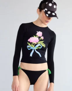Outlet Cynthia Rowley Bouquet Ribbon Rashguard BLKFL