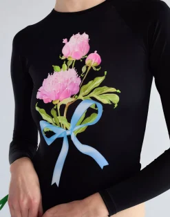 Outlet Cynthia Rowley Bouquet Ribbon Rashguard BLKFL