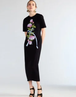 Best Cynthia Rowley Bouquet Ribbon Tee Dress BLKFL