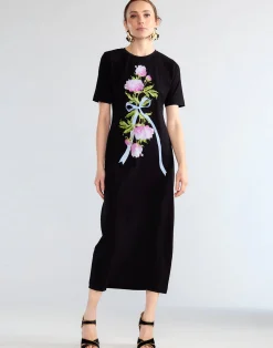 Best Cynthia Rowley Bouquet Ribbon Tee Dress BLKFL
