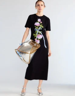 Best Cynthia Rowley Bouquet Ribbon Tee Dress BLKFL