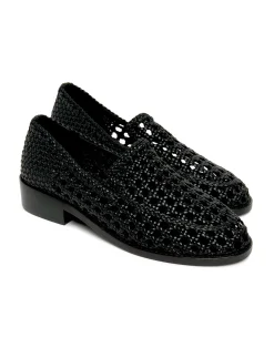 Fashion Cynthia Rowley Braided Leather Loafer BLACK