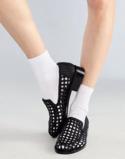 Fashion Cynthia Rowley Braided Leather Loafer BLACK