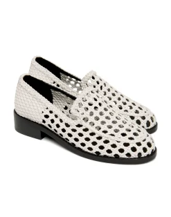 Outlet Cynthia Rowley Braided Leather Loafer White