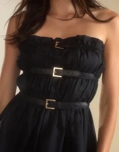 Discount Cynthia Rowley Buckle Up Silk Organza Dress BLACK