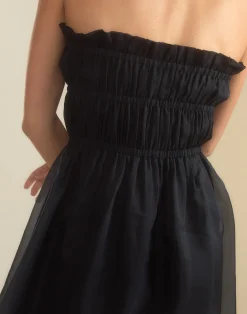 Discount Cynthia Rowley Buckle Up Silk Organza Dress BLACK