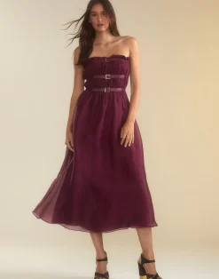 Clearance Cynthia Rowley Buckle Up Silk Organza Dress BRGDY